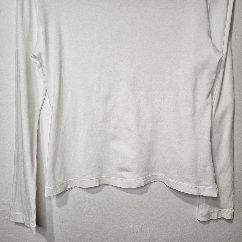 Loro Piana Long Sleeve Crop Tee Shirt White Size 42 US 6 - Picture 7 of 15